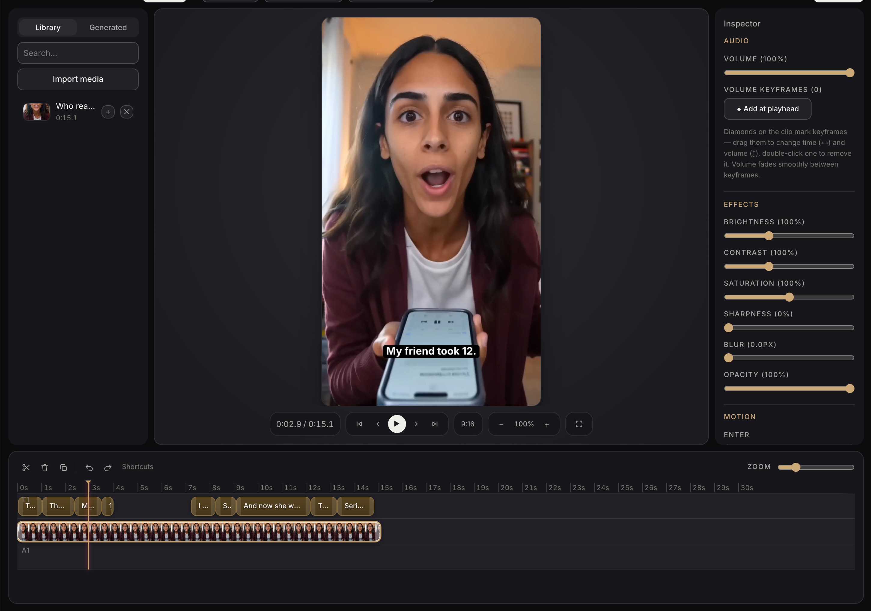 Captions from the audio itself